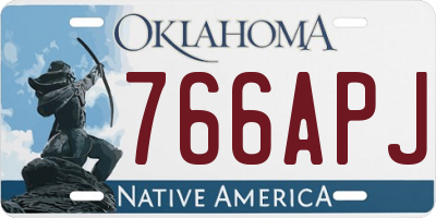 OK license plate 766APJ
