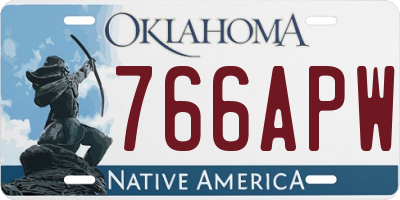 OK license plate 766APW