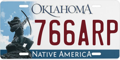 OK license plate 766ARP