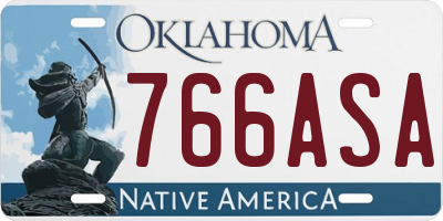 OK license plate 766ASA