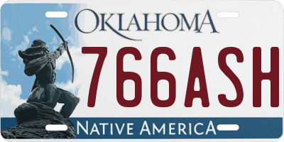 OK license plate 766ASH