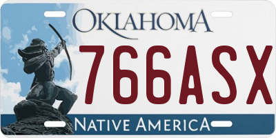OK license plate 766ASX