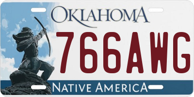 OK license plate 766AWG