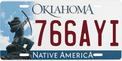 OK license plate 766AYI