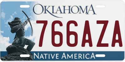OK license plate 766AZA