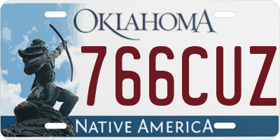 OK license plate 766CUZ