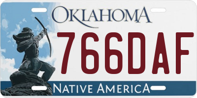 OK license plate 766DAF