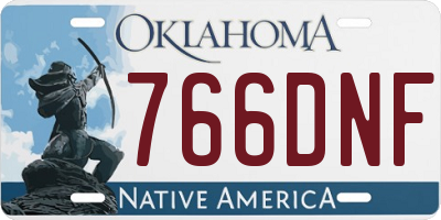OK license plate 766DNF