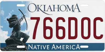 OK license plate 766DOC