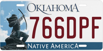 OK license plate 766DPF