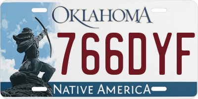 OK license plate 766DYF