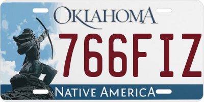 OK license plate 766FIZ