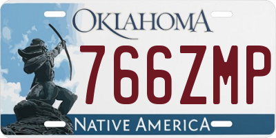 OK license plate 766ZMP
