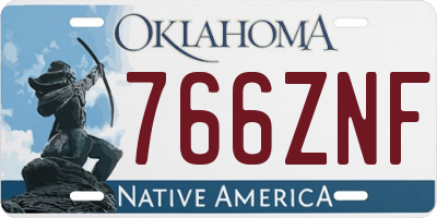 OK license plate 766ZNF