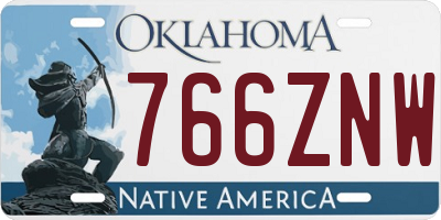 OK license plate 766ZNW