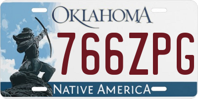 OK license plate 766ZPG