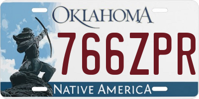OK license plate 766ZPR