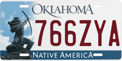 OK license plate 766ZYA