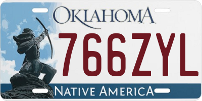 OK license plate 766ZYL