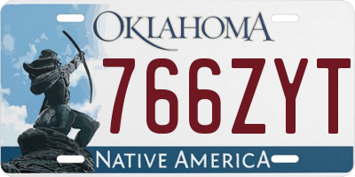 OK license plate 766ZYT