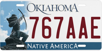 OK license plate 767AAE