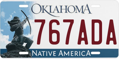 OK license plate 767ADA