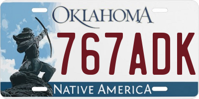 OK license plate 767ADK