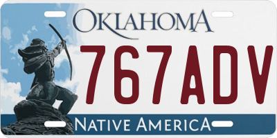OK license plate 767ADV