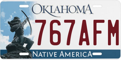 OK license plate 767AFM