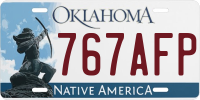 OK license plate 767AFP