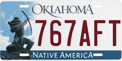 OK license plate 767AFT
