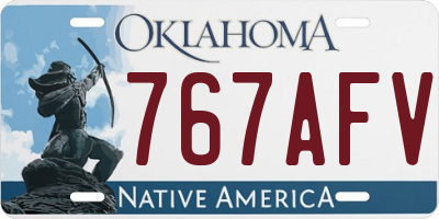 OK license plate 767AFV
