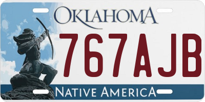 OK license plate 767AJB