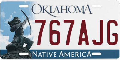 OK license plate 767AJG