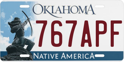 OK license plate 767APF