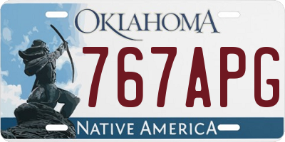 OK license plate 767APG