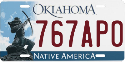 OK license plate 767APO