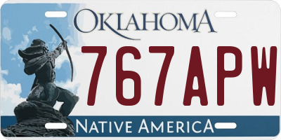 OK license plate 767APW