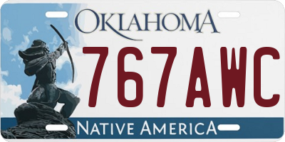 OK license plate 767AWC