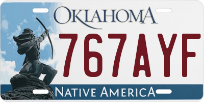 OK license plate 767AYF