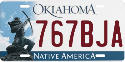 OK license plate 767BJA
