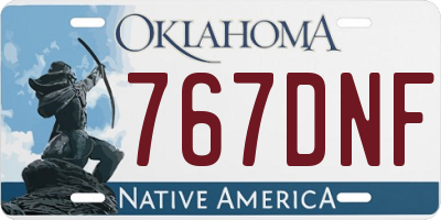 OK license plate 767DNF