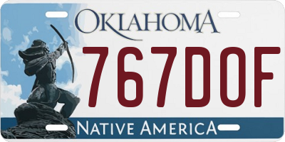 OK license plate 767DOF