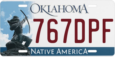 OK license plate 767DPF