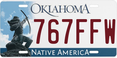OK license plate 767FFW