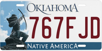 OK license plate 767FJD