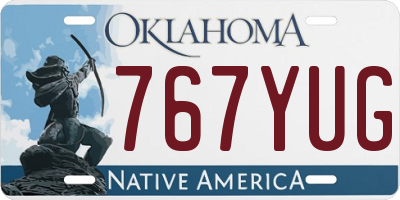 OK license plate 767YUG