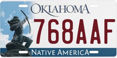 OK license plate 768AAF