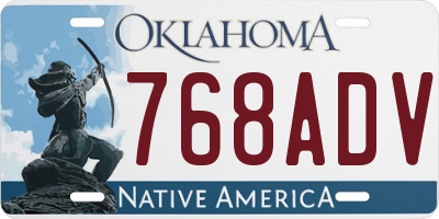 OK license plate 768ADV
