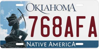 OK license plate 768AFA